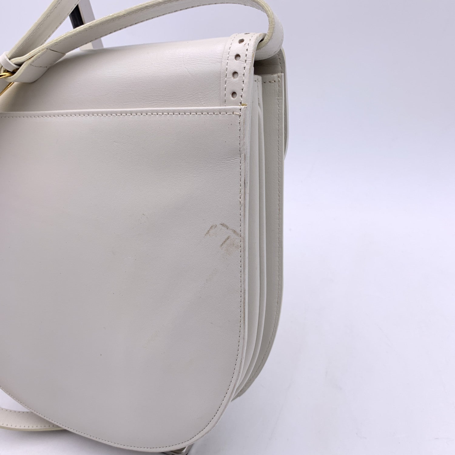 Yves Saint Laurent Borsa A Tracolla Vintage In Pelle Col Bianco M