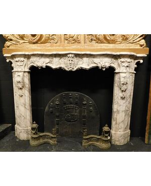 chm586 Italian fireplace in veined white marble, mis. cm 180 xh 114 x 26     