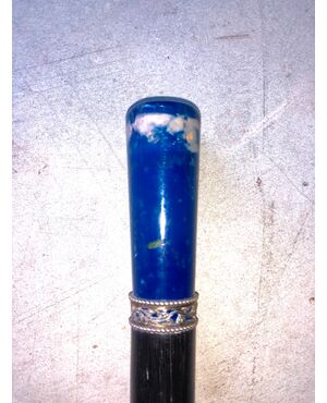 Stick with lapis lazuli knob, silver and marcasite ring, rosewood barrel.     
