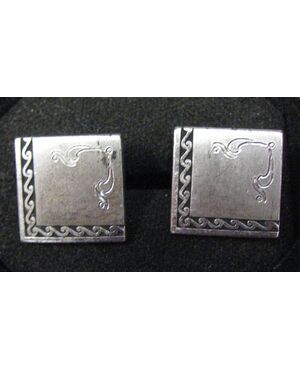 FIVE PAIRS CUFFLINKS IN SILVER AND GOLDEN METAL VINTAGE 1970s / 80s