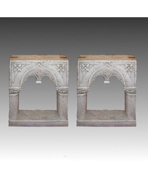 Pair of antique Venetian gothic windows     