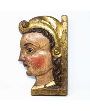 Profilo di guerriero in legno, XVI secolo