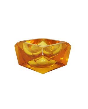 1960s Stunning Ochre Ashtray or Catchall By Flavio Poli for Seguso. Made in Italy Attive