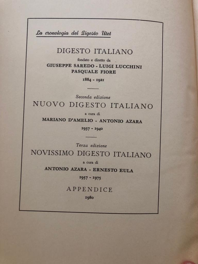 NOVISSIMO DIGESTO ITALIANO - Miscellaneous