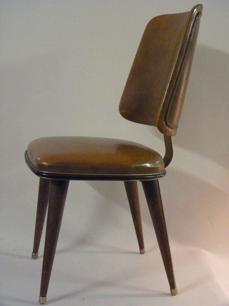 Sedia da ufficio legno e copertura in similpelle, G.ULRICH ? - Anni '40  Italia - Chairs