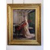 Oil painting on canvas by Giuseppe Ricci, depicting an interior with a girl.     