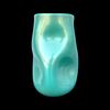 Vaso in vetro incamiciato con foglia oro e effetto accartocciato.Murano.