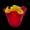 Fazzoletto in vetro incamiciato rosso e giallo.Firma Stefano Mattiello.Murano.