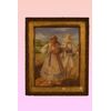 Antico quadro del 1800 pastello raffigurante contadini