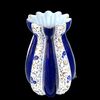 Grande vaso portaombrelli  in maiolica con corpo costolato e motivi floreali in blu e oro.Deruta.