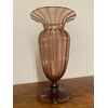 Antico vaso in vetro di Murano epoca 1930 colore Ambra . Lavorazione a costine Altezza cm 31