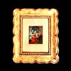 Coppia di icone dipinte olio su tavola,greco-bizantine con soggetto : annunciazione e sacra famiglia con angeli.Cornici ‘cabaret’ dell’800.
