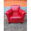 POLTRONA IN PELLE ROSSA VINTAGE MODELLO CLUB EPOCA 900   cm L 85xP85xH75