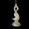 Lampada in vetro soffiato con inclusione foglia oro raffigurante cigno.Manifattura Barovier &Toso.Murano.