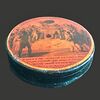 Scatola tabacchiera in papier mache’ con scena rivoluzionaria e iscrizione: Aucun des articles de la charte ne sera revise- vive la charte- Elle a ferme l’abime des revolution 1814.Francia