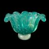 Vaso in vetro pesante iridato a conchiglia con inclusioni argento.Barovier & Toso.Murano.