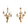 Coppia di applique a quattro luci in bronzo cesellato e dorato, Francia XIX secolo