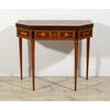 Tavolo consolle trasformabile in tavolino da gioco in legno intarsiato, Inghilterra, inizio XIX secolo, Epoca Giorgio III