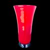 Vaso in vetro opalino rosso con base blu notte.Venini,Murano.