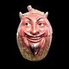 Scatola tabacchiera in terracotta raffigurante zucca a forma di testa di Mefistofele sorridente.Francia