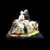 Grande gruppo con scena galante, Cavaliere e dama con coppia di levrieri e cesto di fiori.Manifattura Cacciapuoti.