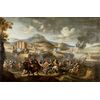 Marzio Masturzo, Battaglia tra cavallerie e vascelli con città fortificata sulla sinistra, olio su tela, XVII secolo 