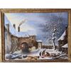Scuola fiamminga del XVIII secolo "Paesaggio innevato".
