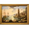  "Scena portuale con barche e galeoni"  VENDUTO