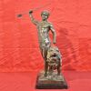 ANTICHE SCULTURE IN BRONZO, GUERRIERO E LEONE, BARYE, SCULTORE FRANCESE. (STB39)