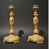 Coppia di candelieri in bronzo dorato, Francia primi anni del XIX secolo
