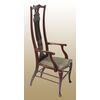 Bellissima poltrona vittoriana Correct Chair del 1800 in legno di mogano riccamente intarsiato