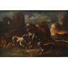 Giovanni Crivelli known as il Crivellino (? - 1760)  Fight between dogs and bison