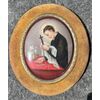 Miniatura ovale in porcellana incorniciato e dipinto raffigurante San Francesco.