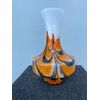 Vaso in vetro incamiciato lattimo con effetto ‘tigrato’.Murano