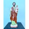 San Giuseppe e Gesu’Bambino in terraglia policroma.Manifattura Ronzan,Torino.