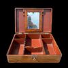 Scatola beauty case da viaggio in legno di noce.