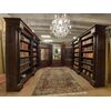  lib116 - libreria/farmacia in noce, epoca '800, metri lineari l 3,90 x h 2,65 
