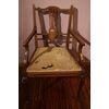 Antica poltrona da scrivania inglese stile Chippendale del 1800 con intarsi in avorio