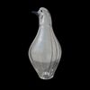 Scultura in vetro sommerso trasparente con fasce verticali nere raffigurante un uccello.Aureliano Toso.Murano.