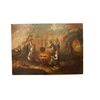 Olio su tela del 1700 italiano Focolare all'aperto con personaggi