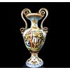 Grande vaso biansato  in maiolica a decoro istoriato.Manifattura Mollica.Napoli.