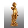 Scultura antica in legno dorato e intagliato raffigurante un putto in atteggiamento gioioso. Firenze XIX secolo.