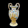 Vaso in maiolica globulare con manici a serpenti e decoro ‘calligrafico’.Deruta