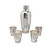 1950s Stunning Cocktail Shaker Set with Four Glasses in Stainless Steel. Made in Italy