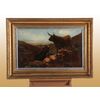 Olio su tela inglese del 1800 raffigurante scena di pascolo con buoi