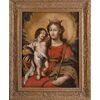 "Madonna con Bambino Salvator Mundi"  dipinto su tela - XVII secolo