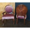 Pair of armchairs in briar and purple velvet - 20th century     