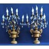 Pair of 5 lights appliques in wood, crystal and metal - France 19th century     