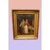 Antico quadro del 1800 francese Scena di interni olio su tela 