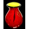 Vaso in vetro pesante sommerso rosso e giallo con inclusione di macchie di avventurina,blu,ambra e foglia di argento.A.Ve.M.Murano.